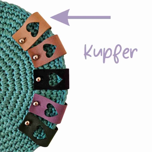 Pin oben Label groß mit ausgestanztem Herz – Farbe Kupfer