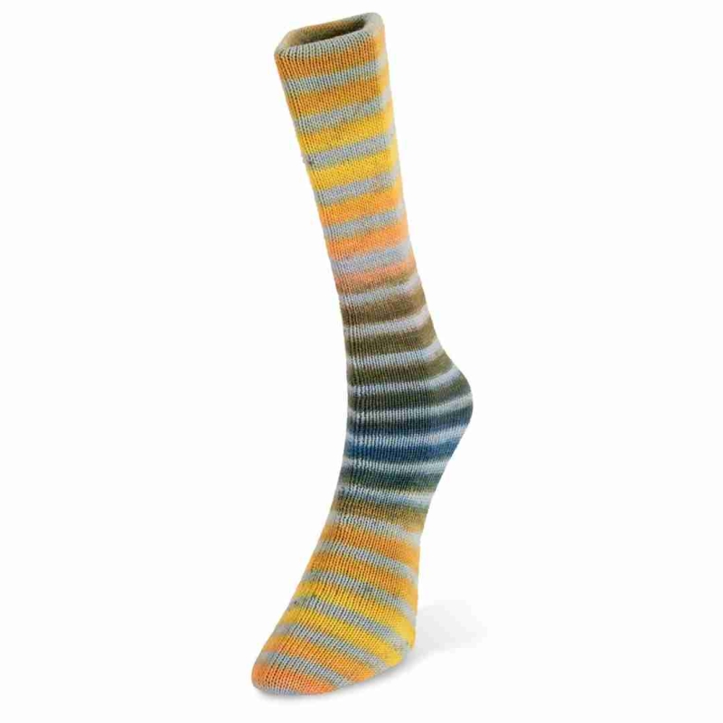 Paint Sock Farbe 90: Gelb Grün Blau von Laines du Nord – Sockenwolle