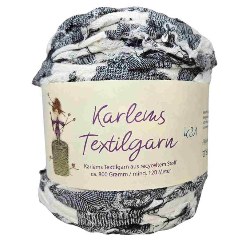 Karlems Textilgarn in Grau Weiß gemustert in Fuzzy K31