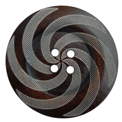 Knopf aus Holz Farbe braun mit Muster 6cm