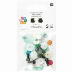 Sicherheitsaugen-Set 6 Farben 3 Paar 9mm