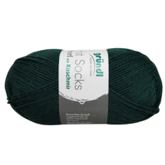 Hot Socks Pearl Uni mit Kaschmir von gründl Sockenwolle - Farbe 08 dunkelgrün