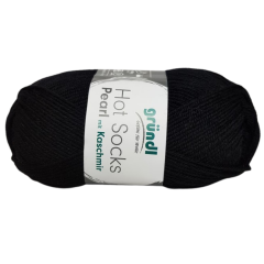 Hot Socks Pearl Uni mit Kaschmir von gründl Sockenwolle - Farbe 10 schwarz
