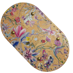 ovaler Kork Taschenboden mit Blumen Muster